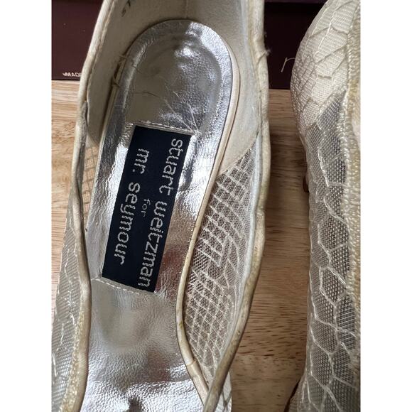 NEW Stuart Weitzman for Mr Seymour Bridal Heels White Lace Size 6.5 JL - Picture 8 of 12